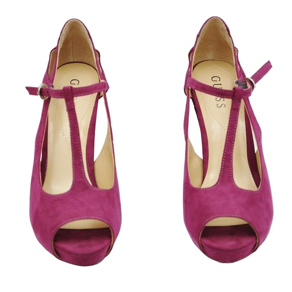 Guess ZANDRA Textile T-Strap Open Toe Stiletto Heel Platform Pump Sandal 9 New - Picture 3 of 6